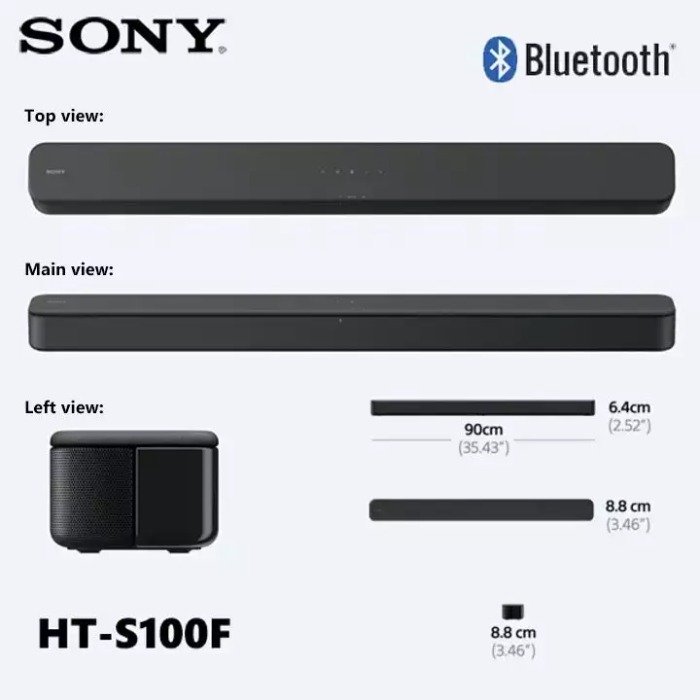 Sony HT-S100F 2ch Single Soundbar 